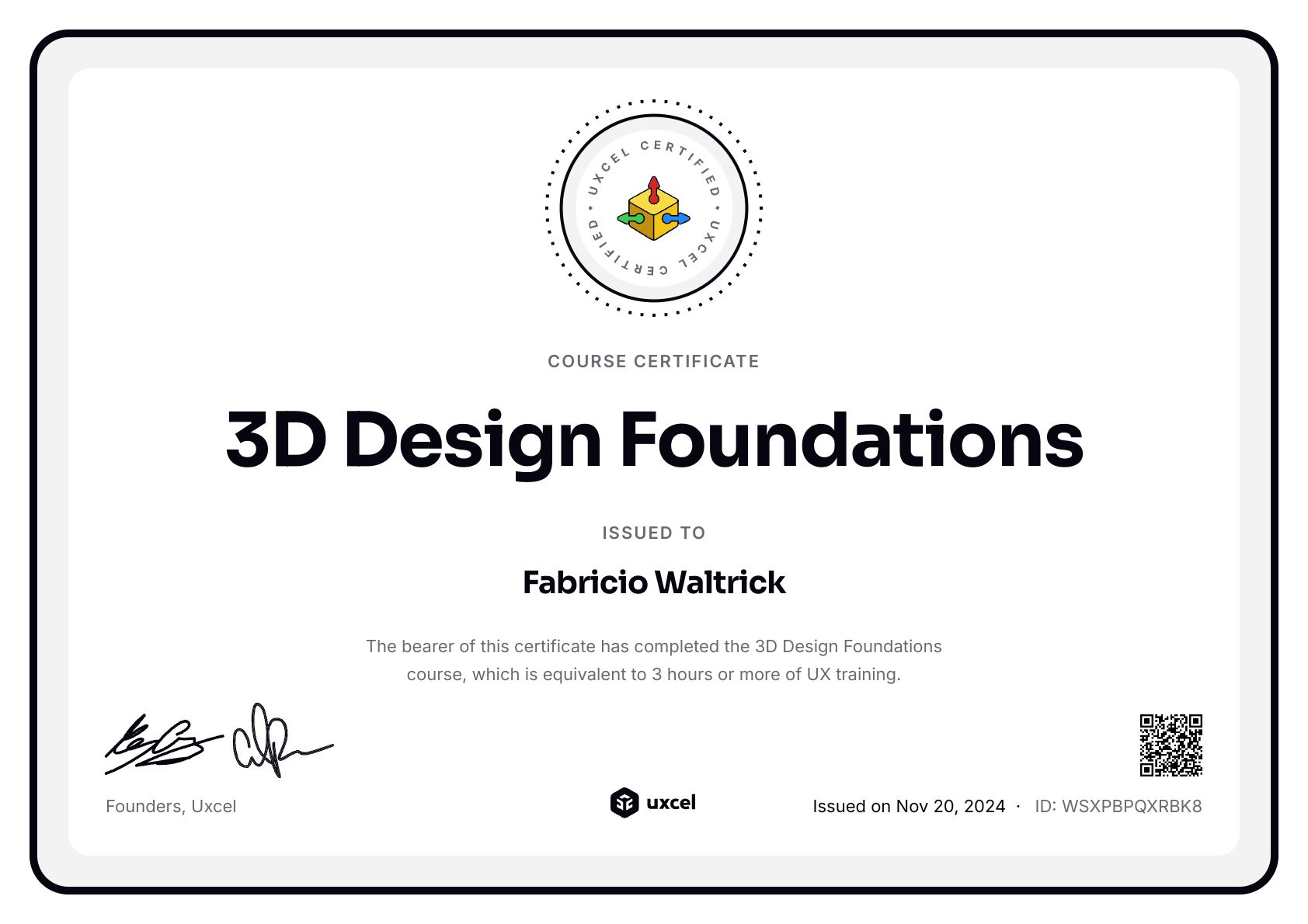 Fabricio Waltrick's certificate